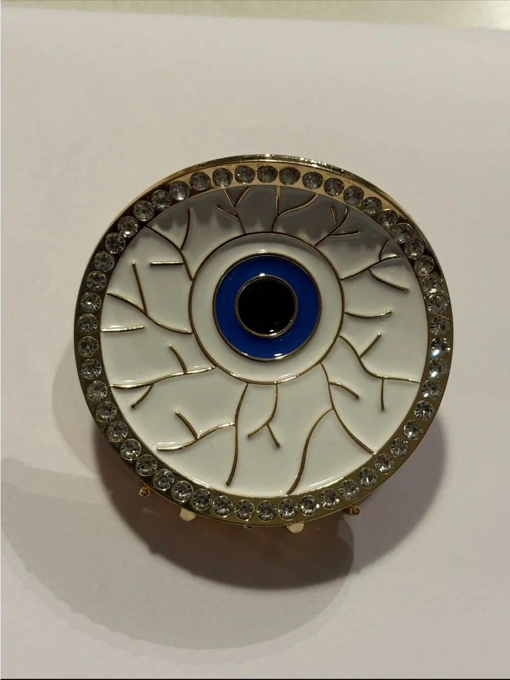 Evil Eye Crystal Hair Claw in White and Blue